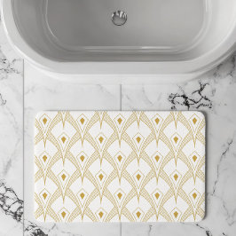 Alfombrilla De Baño Patrón art déco sin fisuras dorado y blanco 3