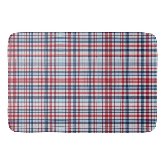 Alfombrilla De Baño Patrón azul blanco rojo oscuro (Anverso)