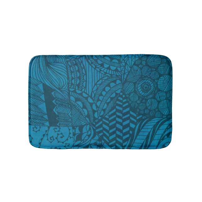 Alfombrilla De Baño Patrón azul de arte abstracto (Anverso)