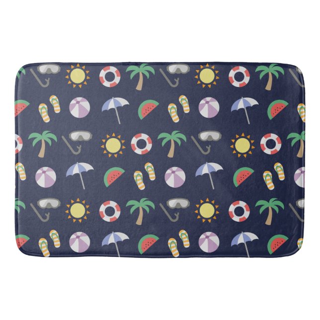 Alfombrilla De Baño Patrón azul de vacaciones en la playa de verano (Anverso)