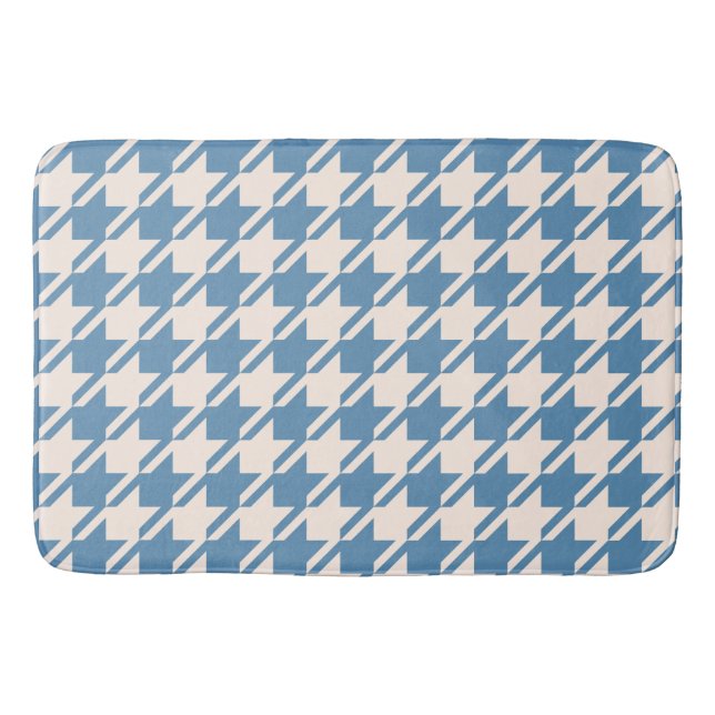 Alfombrilla De Baño Patrón azul y crema de Houndstoth (Anverso)