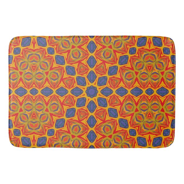 Alfombrilla De Baño Patrón Azul Y Naranja (Anverso)
