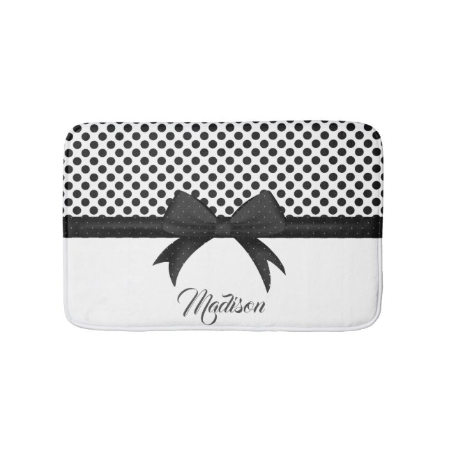 Alfombrilla De Baño Patrón Black Bow and Dots (Anverso)