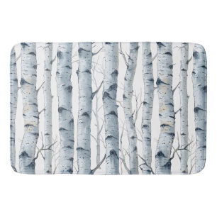 Alfombrilla De Baño Patrón blanco gris de árbol de aves