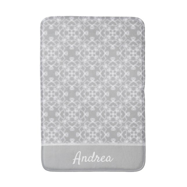 Alfombrilla De Baño Patrón blanco y gris personalizado (Frente vertical)