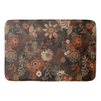 Alfombrilla De Baño Patrón Botánico de Terracota Sábila Boho Oscuro