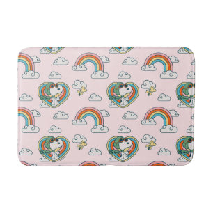 Alfombrilla De Baño Patrón cardíaco arcoiris Snoopy & Woodstock