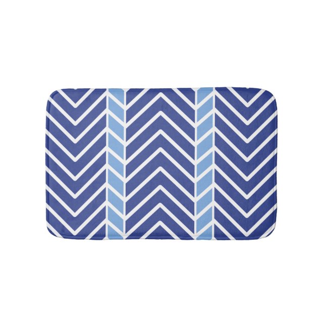 Alfombrilla De Baño Patrón Chevron Azul (Anverso)