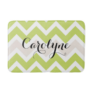 Alfombrilla De Baño Patrón Chevron Chartreuse Personalizado