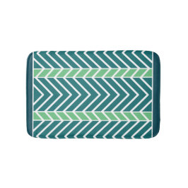 Alfombrilla De Baño Patrón Chevron Verde Azulado