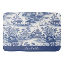 Patrón Chinoiserie personalizado Pagoda Azul Blanc