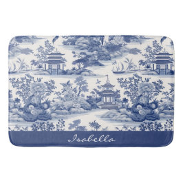 Alfombrilla De Baño Patrón Chinoiserie personalizado Pagoda Azul Blanc