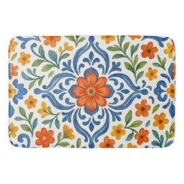 Alfombrilla De Baño Patrón clásico de arte floral de la etnia mediterr