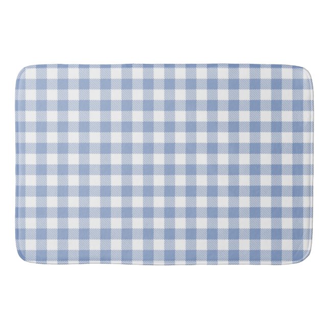 Alfombrilla De Baño Patrón clásico de gingham azul claro con estampado (Anverso)