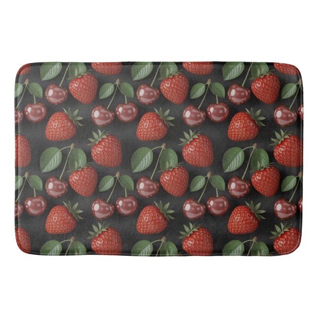 Alfombrilla De Baño Patrón continuo con fresas y cerezas (Anverso)