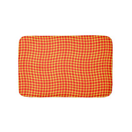 Alfombrilla De Baño Patrón continuo de cuadros rojos y amarillos