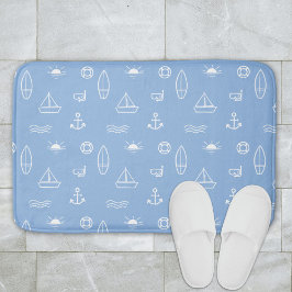 Alfombrilla De Baño Patrón continuo náutico de océano de verano azul