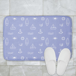 Alfombrilla De Baño Patrón continuo náutico de océano de verano azul