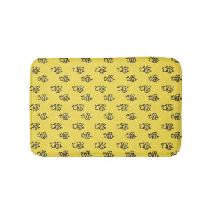 Alfombrilla De Baño Patrón de abejas de verano amarillo brillante