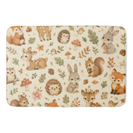 Alfombrilla De Baño Patrón de acuarela de animales adorables del bosqu