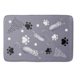 Alfombrilla De Baño Patrón De Acuarela De Gatos Y Pasta