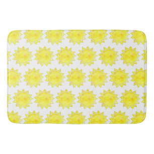 Alfombrilla De Baño Patrón de acuarela de sol amarillo