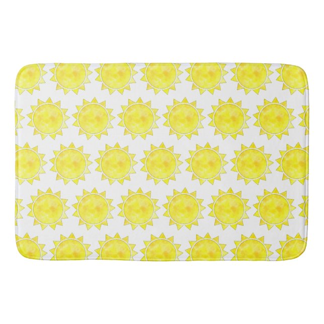 Alfombrilla De Baño Patrón de acuarela de sol amarillo (Anverso)