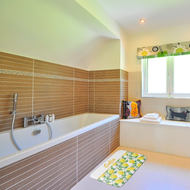 Alfombrilla De Baño Patrón de agua amarillo limón (Subido por el creador)