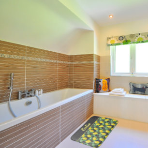 Alfombrilla De Baño Patrón de agua gris limón amarillo