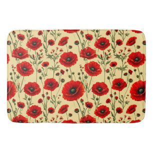 Alfombrilla De Baño Patrón de amapolas rojas