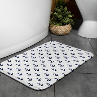 Alfombrilla De Baño Patrón de anclas azules de la marina
