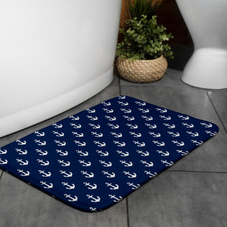 Alfombrilla De Baño Patrón de anclas azules de la marina