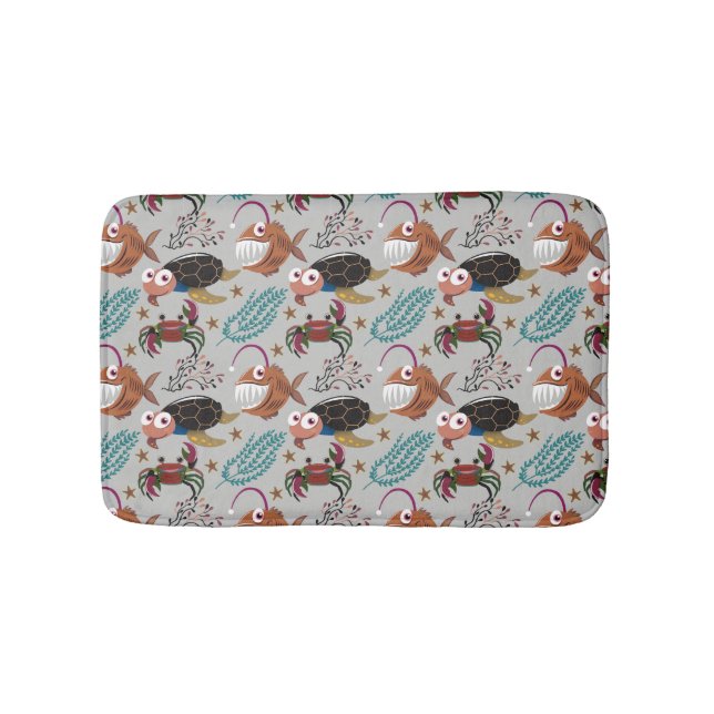 Alfombrilla De Baño Patrón de animales acuáticos | vida submarina en l (Anverso)
