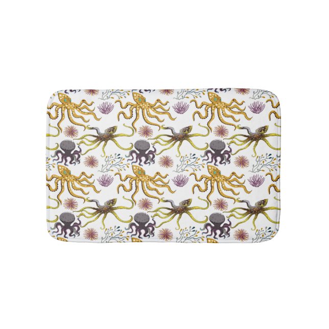 Alfombrilla De Baño Patrón de animales acuáticos | vida submarina en l (Anverso)