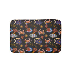 Alfombrilla De Baño Patrón de animales acuáticos vida submarina en l