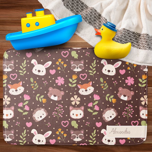 Alfombrilla De Baño Patrón de animales de bosque personalizado (Subido por el creador)