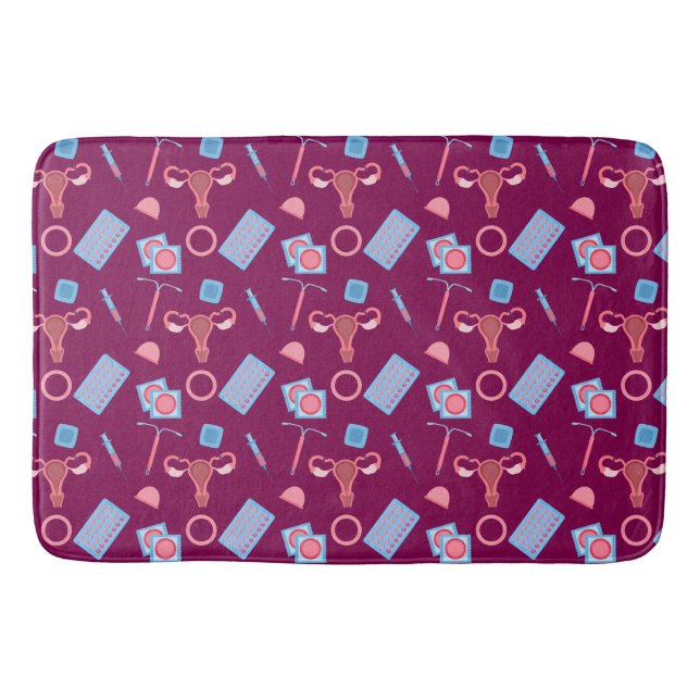 Alfombrilla De Baño Patrón de anticoncepción feminista (Anverso)