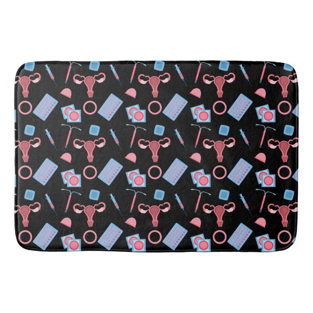 Alfombrilla De Baño Patrón de anticoncepción feminista (Anverso)
