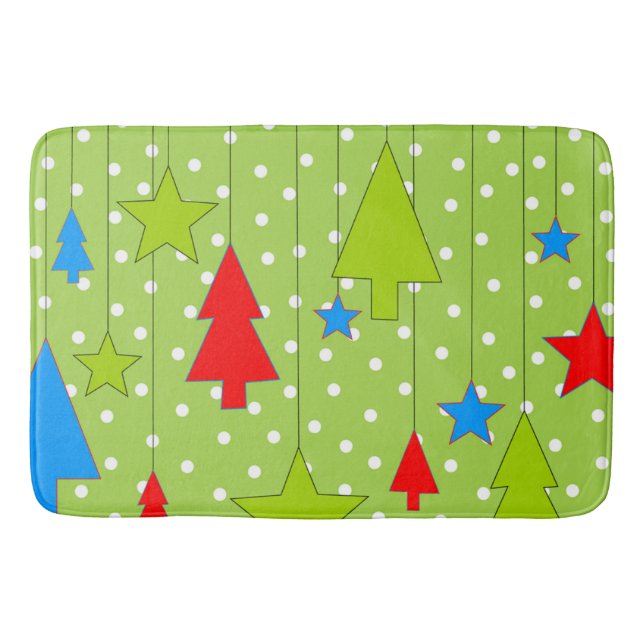 Alfombrilla De Baño Patrón de árbol de Navidad festivo (Anverso)