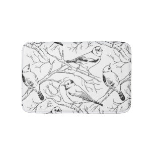 Alfombrilla De Baño Patrón de arte lineal de aves norteamericanas mini
