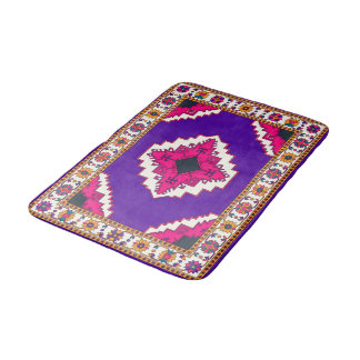 Alfombrilla De Baño Patrón de arte popular boho geométrico púrpura vib