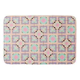 Alfombrilla De Baño Patrón de baldosas geométricas pastel | Rosa menta