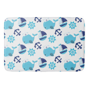 Alfombrilla De Baño Patrón de ballenas, ballenas ricas, ballenas azule