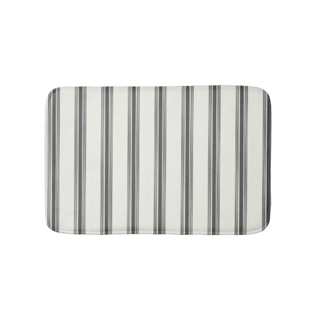 Alfombrilla De Baño Patrón de banda vertical de marfil negro (Anverso)