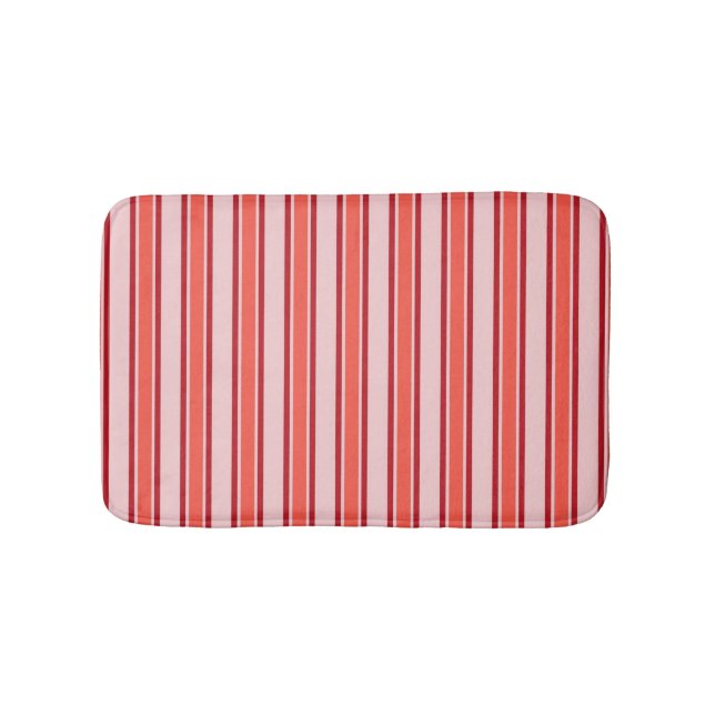 Alfombrilla De Baño Patrón de banda vertical rosada roja (Anverso)