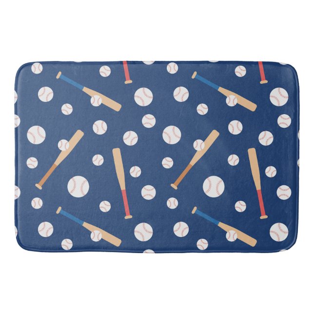 Alfombrilla De Baño Patrón de Béisbol y Deportes Bat (Anverso)