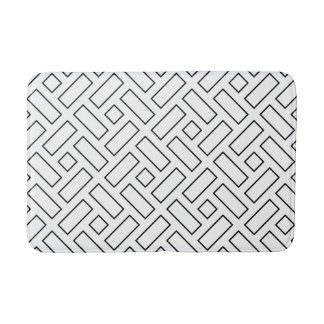 Alfombrilla De Baño Patrón de bloques lineales en blanco y negro - bla