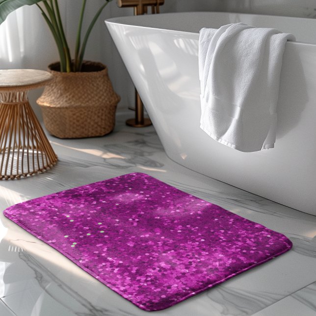 Alfombrilla De Baño Patrón de brillo falso glamour rosa profundo (Subido por el creador)