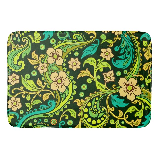 Alfombrilla De Baño Patrón de cachemira verde (Anverso)