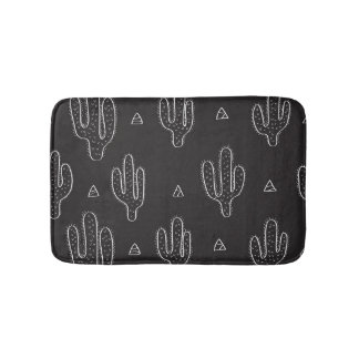 Alfombrilla De Baño Patrón de cactus negro dibujado a mano